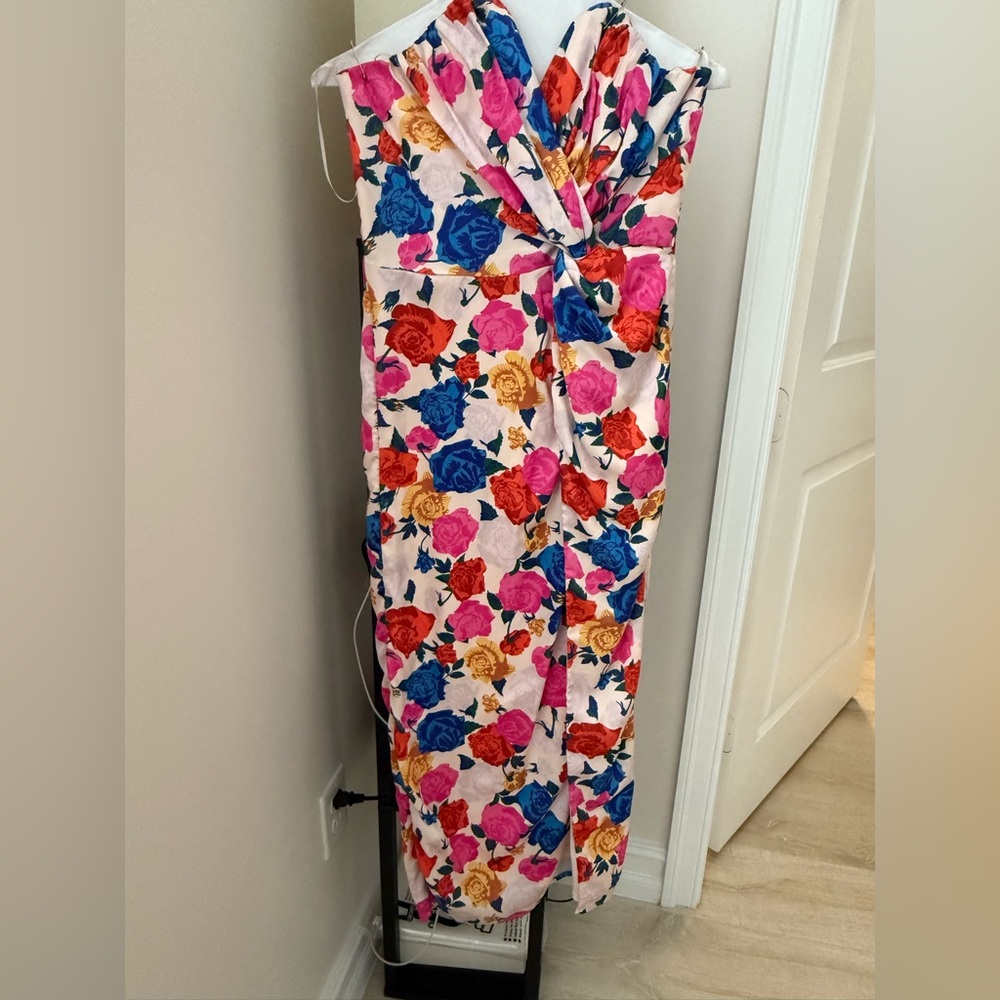 Pink and Blue One Shoulder Sundress for Wedding Guest